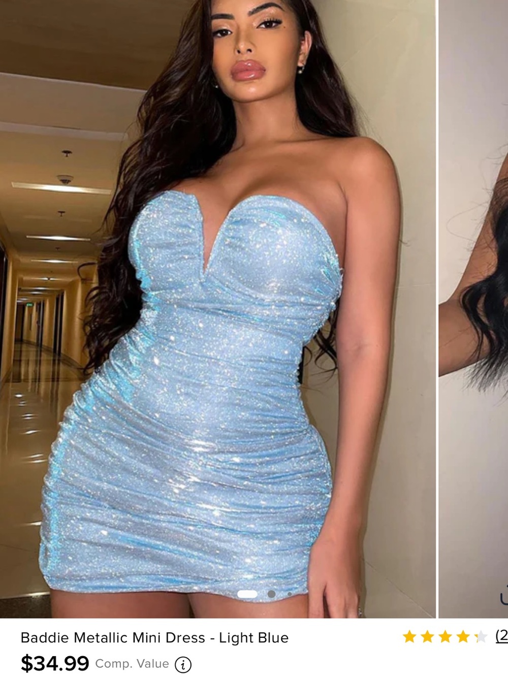 Sparkle Strapless Light Blue Mini Dress